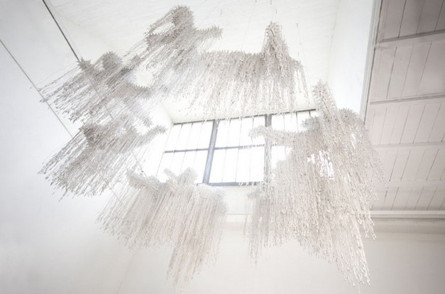 Magda Danyse - Liu Bolin, installation made of phone chargers,200 x 800 cm, courtesy of the artist