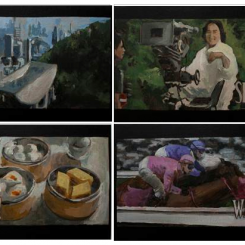 Reproducing "Hong Kong - Live it, Love it!" (details), 重組「香 港 - 樂在此， 愛在此！」(局部), 2012, Acrylic on Canvas, Video, Dimension variable