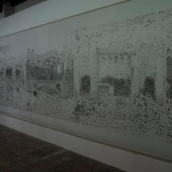 Chen Shaoxiong, Collective Memory- Foshan, Ink pad on canvas, 170cm X 1030cm, 2013 (until early December, 2013)陈劭雄,集体记忆-佛山; 布面中国印泥; 170 cm x 1030 cm, 2013 (摄于十二月初)