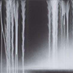 Hiroshi Senju, "Falling Water," 2013, acrylic and fluorescent pigments on Japanese mulberry paper, 63.8 x 89.5 inches