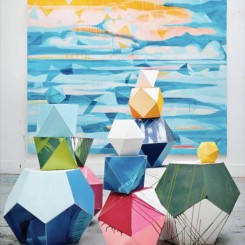 Janaina Tschaepe, Installation view of "Contemplating Landscape", acrylic on canvas, 203.2 x 241.3 cm, 2014