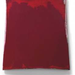 Su Xiaobai (b.1949) Three Colours - Crimson, 2013 Oil, lacquer, linen and wood 218 x 205 x 15 cm