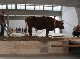 Xiao Yu, "Ground", view of the opening performance at Pace Beijing