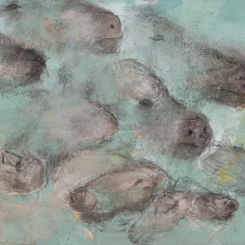 Miquel Barceló (b. 1957), "Renifleurs," pigments and charcoal on canvas, 122 x 177.5 cm; (48 1/8 x 69 7/8 in.), 2013