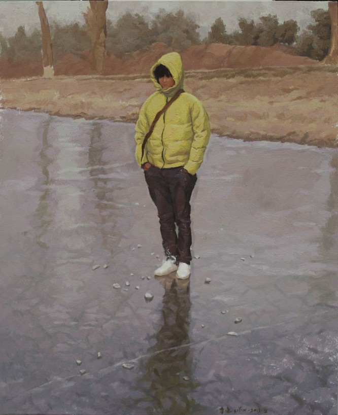 李胤，白球鞋与钻，布面油画，110×90cm，2013
Li Yin, White Sneakers and Drill, Oil on Canvas, 2013