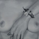 Wang Buke, “Oral Stage - Breast of Patti Smith and Hands of Robert Mapplethorpe”, oil on canvas, 40 x 30 cm, 2012王不可，《口唇期 - 帕蒂·史密斯的乳房与罗伯特·梅普尔索普的手》，布面油画，40 x 30 cm，2012