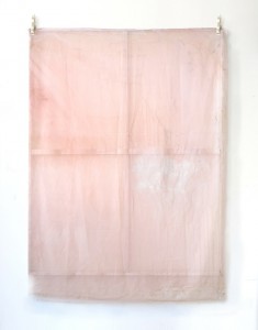 Jeremy Everett, “Proof - Pink”, ink, spray paint on silk, 228 x 170 cm, 2014