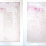 Jeremy Everett, “Recto / Verso #2”, ink on silk, 208 x 166 cm x 2 panels, 2014