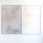 Jeremy Everett, “Recto / Verso #1”, oil and watercolour on silk, 152 x 101 cm x 2 panels, 2013