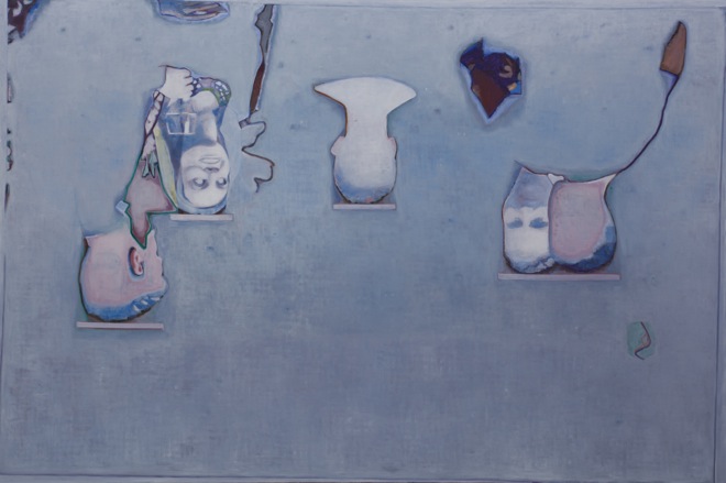 Tang Yongxiang, “Blue Background With a Few Profiles”, oil on Canvas, 200×300cm, 2013 唐永祥，《蓝色背景上有些头像》，布面油画，200×300cm，2013