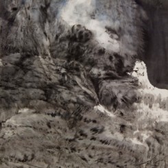 Zhong Yueying, "The Breath of Life", 183x91 cm, Ink and color on Xuan paper, 2005鐘躍英，《生氣》，183x91 cm，水墨紙本，2005