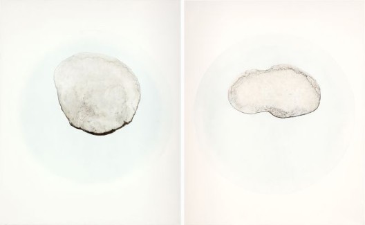 《茶渍 T23》，布面油画，100*80cm*2panels，2013