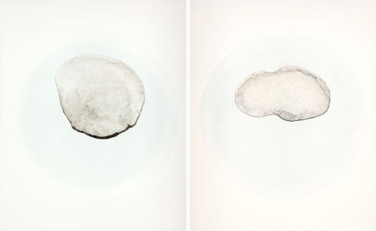 《茶渍 T23》，布面油画，100*80cm*2panels，2013