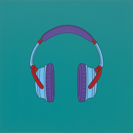 Michael Craig-Martin, “Untitled (headphones medium)”, acrylic on aluminium, 122 x 122 cm (unframed), 2014, ©Michael Craig-Martin迈克尔·克雷格-马丁，《无题（中号耳机）》，铝板丙烯，122 x 122 cm （无框），2014，©Michael Craig-Martin 