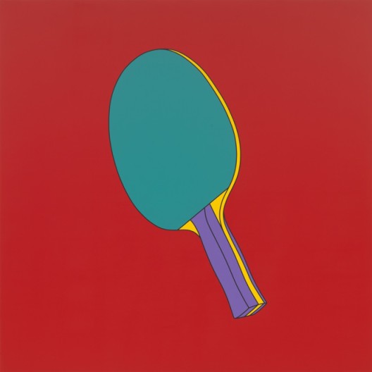 Michael Craig-Martin, “Untitled (table tennis paddle)”, acrylic on aluminium, 200 x 200 cm (unframed), 2014, ©Michael Craig-Martin迈克尔·克雷格-马丁，《无题（乒乓球拍）》，铝板丙烯，200 x 200 cm（无框），2014，©Michael Craig-Martin 