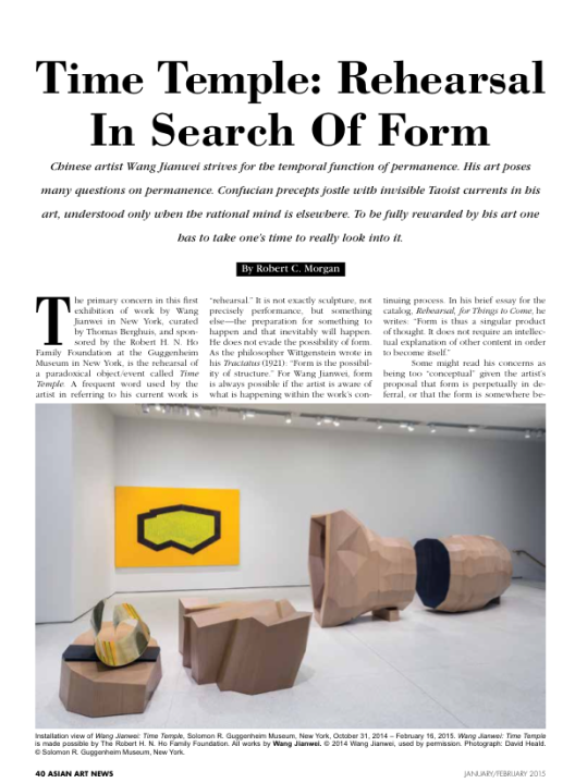 Robert C. Morgan for Asian Art News; Volume 25 Number 1 Jan/Feb 2015