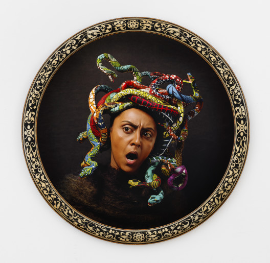 Yinka Shonibare, “Medusa North”, digital chromogenic print, diameter, framed, 113.98 cm, 2015.