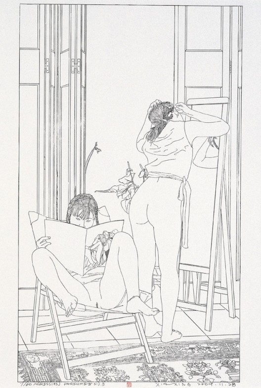 Xia Xing, “Agression Parfumee”, Lithograph, 50 x 50 (14 pieces/set), 2014夏星,《花气袭人》,石版画,50 x 50 cm (14 pieces/set),2014