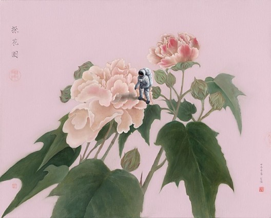 Chen Jiaye, “Highly Prized Flowers”, Oil on canvas, 80 x 100 cm, 2014陈家业,《探花图》,布面油画,80 x 100 cm,2014