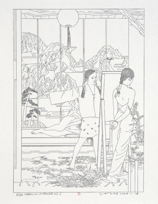 Xia Xing, “Agression Parfumee”, Lithograph, 50 x 50 (14 pieces/set), 2014夏星,《花气袭人》,石版画,50 x 50 cm (14 pieces/set),2014