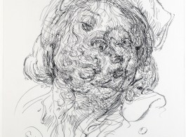 Drawing 40 (after Greuze/Jordaens)
2014
ink on polypropylene over Indian ink on paper
50 x 36 cm (Courtesy the artist and Galerie Max Hetzler Berlin | Paris. Photo: Prudence Cummings Limited)