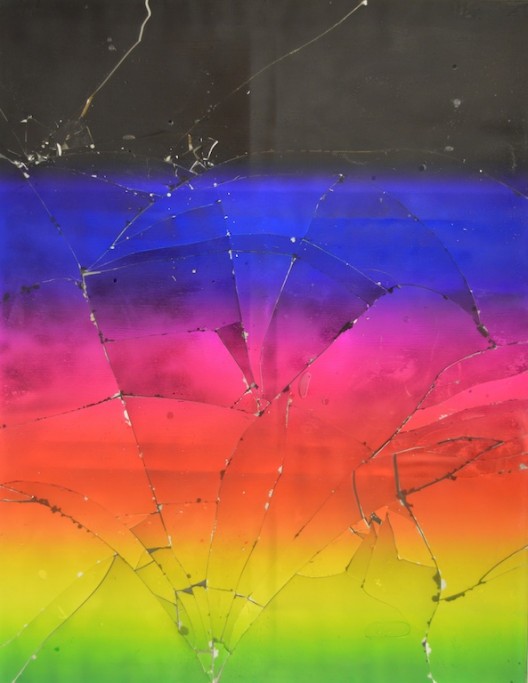 Luca Dellaverson Untitled, 2015 Epoxy resin and UV cured inkjet print on glass with wood support 167,64 x 129,54 cm © Courtesy of the artist Galerie Nathalie Obadia, Paris/Bruxelles