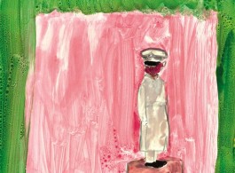 唐志冈，《世像：自画像》，纸上广告颜料，55 × 39 cm，2014（图片由艺术家和汉雅轩画廊提供）/ Tang Zhigang, “WorldPlay: Self-Portrait”, poster color on paper, 55 × 39 cm, 2014 (courtesy the artist and Hanart TZ Gallery)