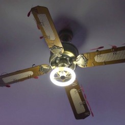Dead Air
Installation view. Samuel Adam Swope. 2014. dead [broken] ceiling fan, custom electronic cirucits and program, DC motors and propellers, steel