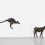 刘辛夷，大宗帝国—非洲袋鼠，亚克力板、广告钉，118×240×4 cm，2016 刘辛夷，大宗帝国—北美野驴，亚克力板、广告钉，120.5×133×4 cm，2016. Liu Xinyi, "Block Trading Empire–African Kangaroo", acrylic boards, acrylic standoffs, 118 × 240 × 4 cm, 2016, and Block Trading Empire–North American Wild Donkey", acrylic boards, acrylic standoffs, 120.5 × 133 × 4 cm, 2016