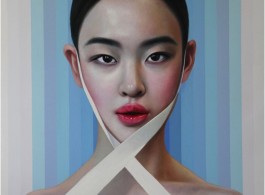 Lily with Ribbon, 2016. Oil and acrylic on canvas. 180 x 150 cm