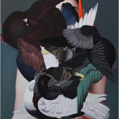 Falling Ancient Birds, 2016. Oil and acrylic on canvas. 190 x 130 cm