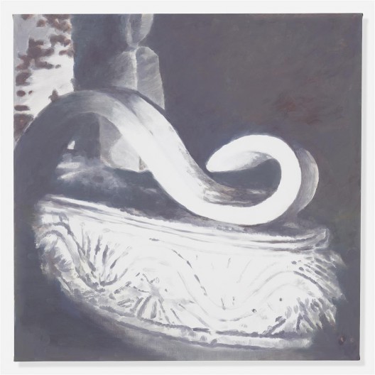 吕克·图伊曼斯,《模特》,布面油画,120.6 × 120.8 cm,2015(图片由伦敦/纽约大卫·茨维尔 纳画廊提供)/ Luc Tuymans, “Model”, oil on canvas, 120.6 × 120.8 cm, 2015. Courtesy David Zwirner, New York/London.