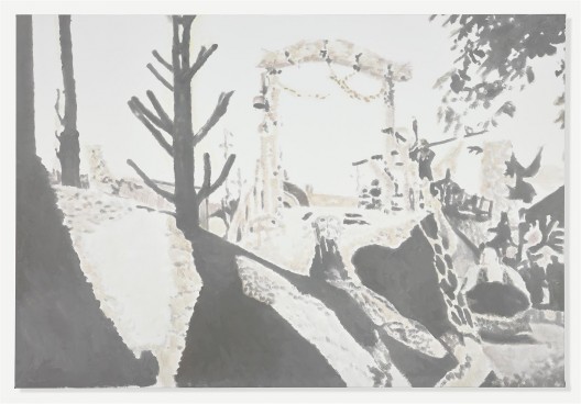吕克·图伊曼斯，《科尔索IV》，布面油画，142.2 × 208 cm，2015（图片由伦敦/纽约大卫·茨维尔纳画廊提供）/ (Next page) Luc Tuymans, “Corso IV”, oil on canvas, 142.2 × 208 cm, 2015. Courtesy David Zwirner, New York/London.
