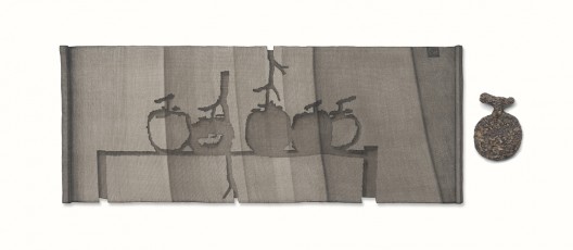 姜吉安，《五柿图》，113x45,19x13cm，现成品绘画，2015
