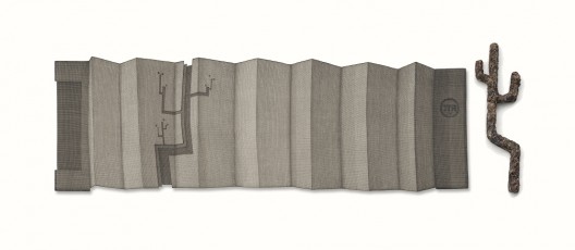 姜吉安，《轻折慢展慢折轻》，119x42,42x13cm，现成品绘画，2016