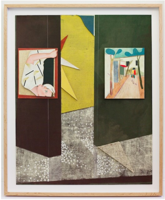 Jens FÄNGE, "Perception of Time", 2016, Oil, vinyl, cardboard and fabric on panel 81 x 65 cm, Courtesy Galerie Perrotin
