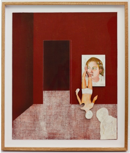 Jens FÄNGE, "Arrivals", 2016, Oil, vinyl and fabric on panel 65 x 54 cm, Courtesy Galerie Perrotin