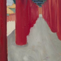 李珊，《一群红柱子 (故宫)》，纸板油画，39 x 24 cm，二十世纪七十年代
LI Shan, Multiple Red Columns (The Forbidden City), Oil on cardboard, 39 x 24 cm, 1970s