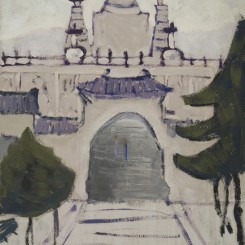 李珊，《五塔寺》, 纸板油画，36.5 x 26 cm，1979
LI Shan, Wuta Temple,Oil on cardboard, 36.5 x 26 cm, 1979