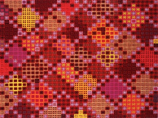 Ding Yi 丁乙 "Appearance of Crosses" 2010-6, Acrylic on tartan,120x160,2010, 示2010-6”丙烯、成品布 120x160cm 2010 (courtesy the artist and ShanghART)