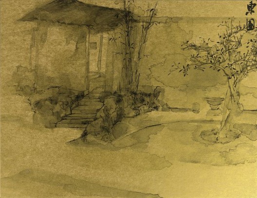 郑力，《东园》，水墨 金笺，2012，2012（图片由艺术家及汉雅轩提供） ZHENG Li, 