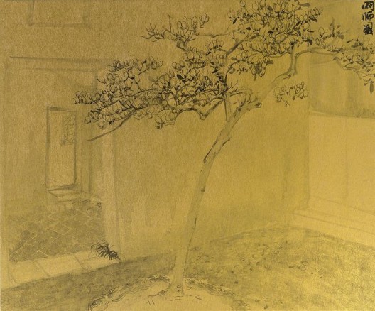 郑力，《网师园》，水墨 金笺，38 x 45.5 cm，2008（图片由艺术家及汉雅轩提供） ZHENG Li, 