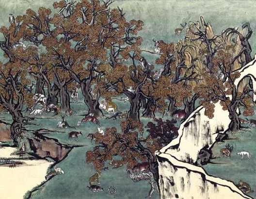 《芥子园1》,绢本工笔重彩,110×150 cm,2011