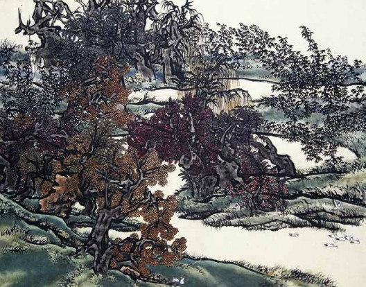 《芥子园3》,绢本工笔重彩,110×150 cm,2011