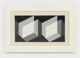 Josef Albers
Modified Repetition, 1943
Oil on Masonite
15 1/2 x 25 1/2 inches 
39.4 x 64.8 cm 
Initialed and dated lower right recto; signed, titled, dated, and inscribed verso
© 2017 The Josef and Anni Albers Foundation/Artist Rights Society, New York 
Courtesy David Zwirner, New York/London