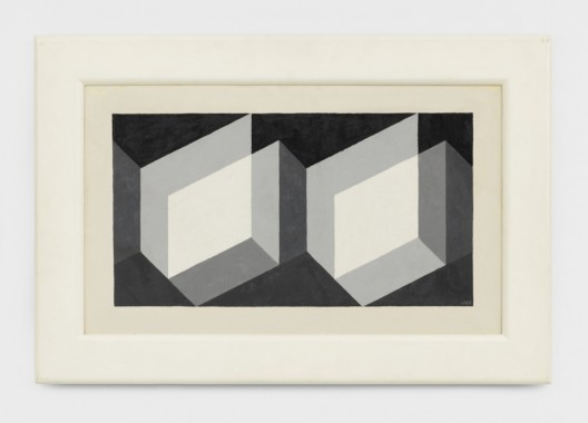 Josef Albers Modified Repetition, 1943 Oil on Masonite 15 1/2 x 25 1/2 inches  39.4 x 64.8 cm  Initialed and dated lower right recto; signed, titled, dated, and inscribed verso © 2017 The Josef and Anni Albers Foundation/Artist Rights Society, New York  Courtesy David Zwirner, New York/London