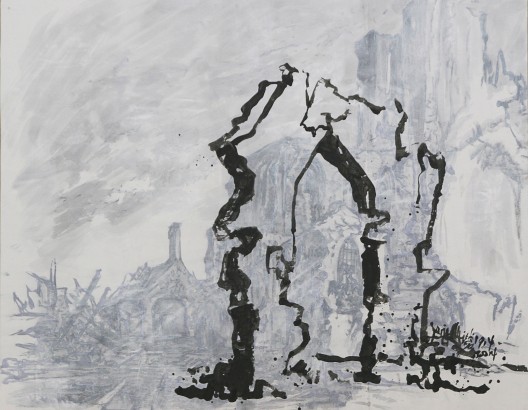 Yang Jiechang 楊詰蒼, Arc de Triomphe 1914-2014, 2014, ink and acrylic on paper, mounted on canvas, 152 x 191cm (image courtesy the artist)