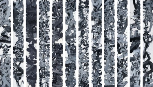 Qi Haiping, Space Writing, Acrylic on Canvas, 200 x 50 cm x 24, 2016 祁海平，《空间书写》，布面丙烯，200 x 50 cm x 24，2016