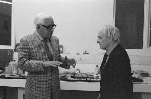 Artist Rufino Tamayo visiting Henry Moore at his studio, 1979, Copyright Marlborough Fine Art
