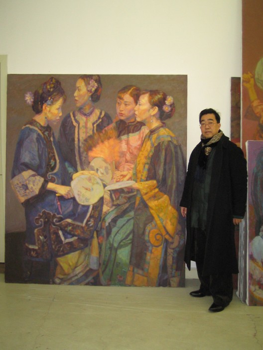 Chen Yifei Photographed in his studio, circa 2002. Photo by Gilbert Lloyd, Copyright Marlborough Fine Art